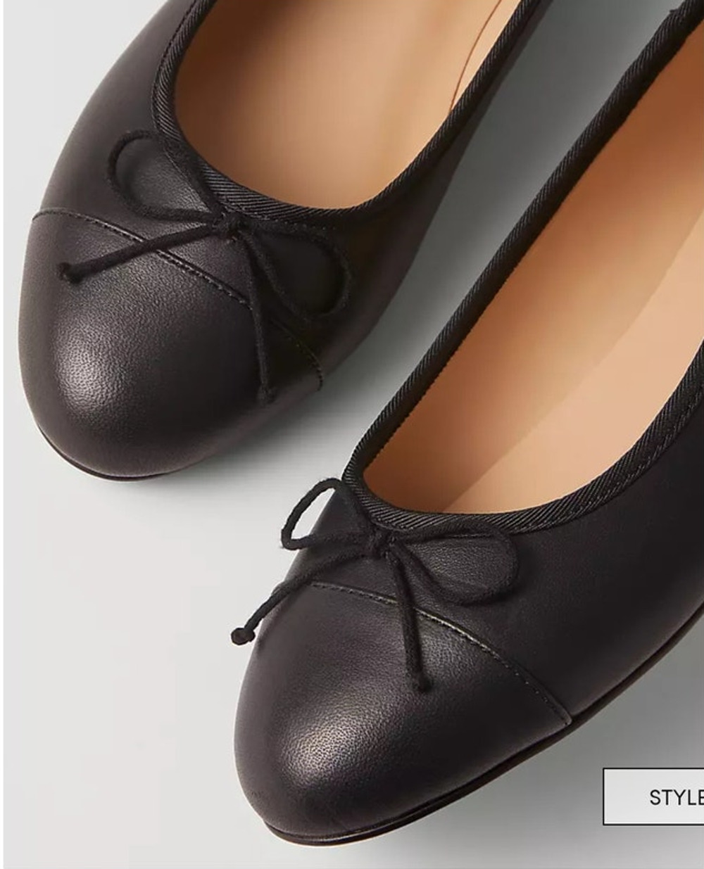 NEW Ann Taylor Missy Cap Toe Leather Ballet Flat - black - 10 - 836015